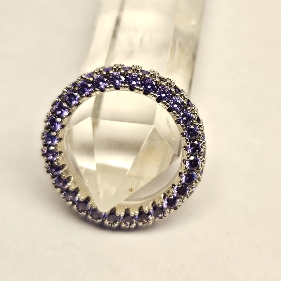 Purple Paved Silvertone Ring - Picture 3 of 6